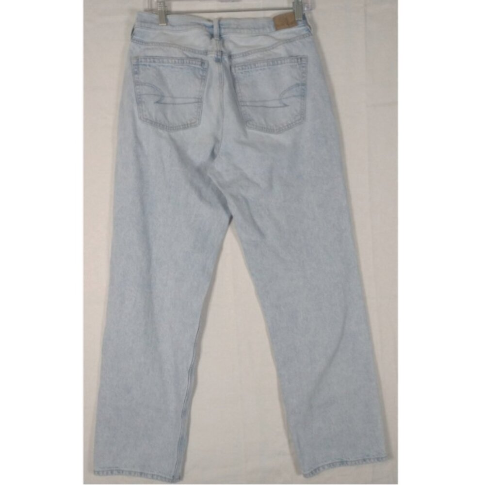 American Eagle 90s Straight Jeans 10 Women's Acid Wash Denim Light Blue AEO